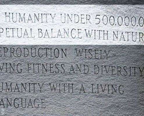 Georgia Guidestones Maintain Humanity at 500000000